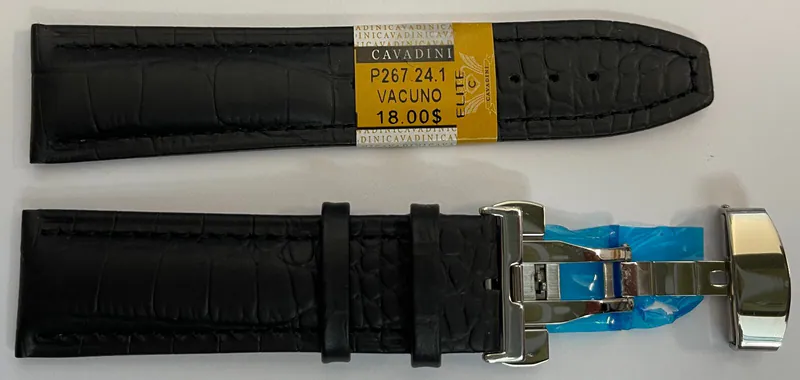 24mm Cavadini Hochwertiges Leder Uhren Armband Faltschliesse Krokoprint schwarz – neu – Uhren & Schmuck – Foto 1 von 3