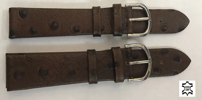 20 mm Echt TOP LEDER Uhrenarmband dunkel braun Strauß-Prägung – neu – Uhren & Schmuck – Foto 1 von 2