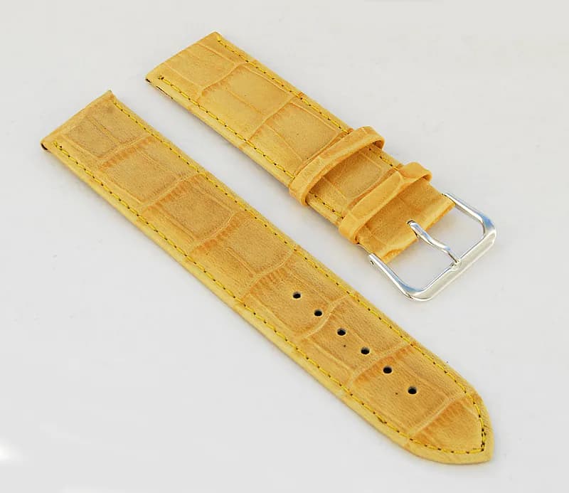 22mm XL Echt Leder Uhrenarmband, Alu-Schließe, extra lang, beige Kroko-Prägung – neu – Uhren & Schmuck – Foto 1 von 2