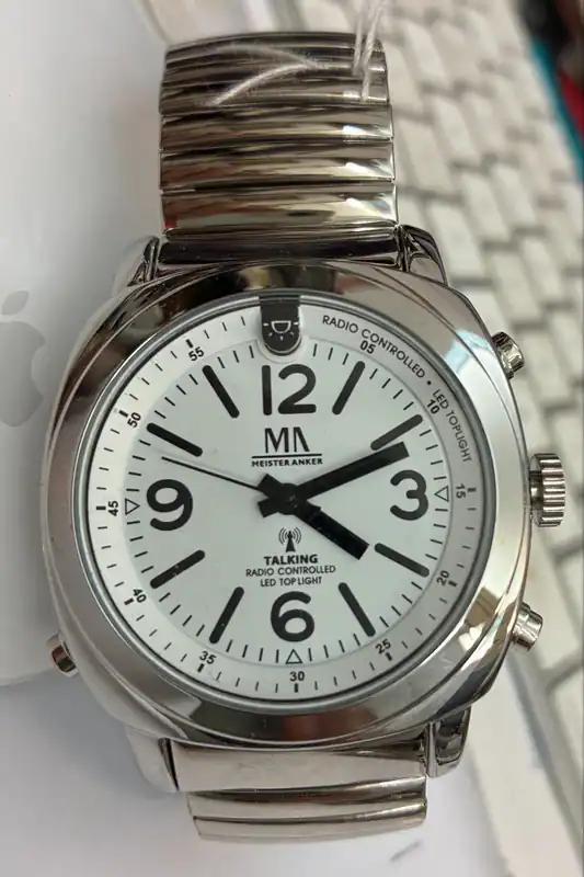 Meister Anker Funkuhr Talking-watch Sprechende Uhr Licht Herrenuhr Flexi-Armband – neu – Uhren & Schmuck – überwiegend…