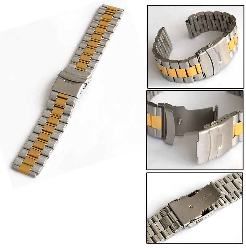 22 mm Ansatz - 24 mm Uhrenarmband Bandbreite Edelstahl Faltschließe bicolor – neu – Uhren & Schmuck – überwiegend weiß