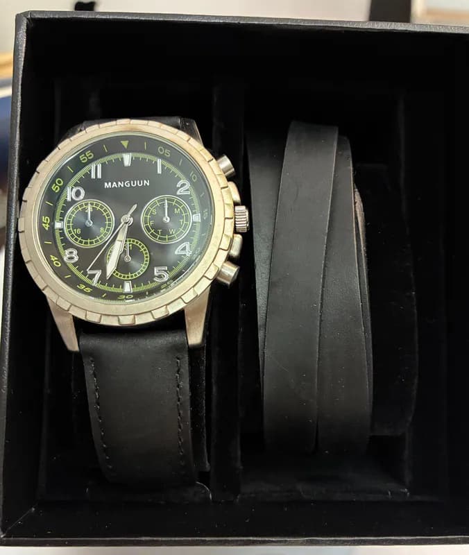 Manguun Set Herrenuhr plus Lederarmband Military-Style Sportlich – neu – Uhren & Schmuck – überwiegend schwarz – Foto 1 von 4
