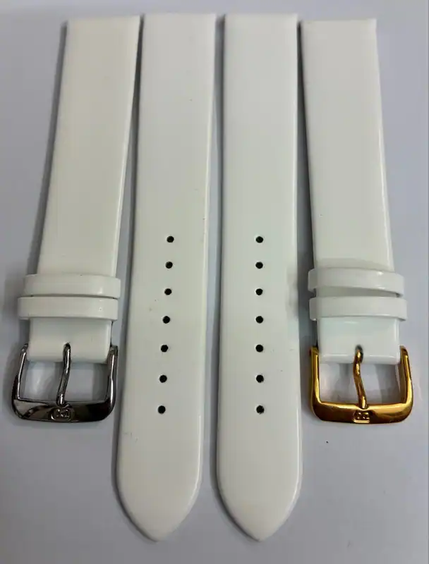 20 mm Echt-Leder Uhrenarmband Di-Modell weiß Lackleder Extra-Lang hochwertig – neu – Uhren & Schmuck – Foto 1 von 5