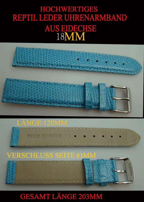 18 mm Uhrenarmband Türkis-blau Luxus Echt Leder hochwertig weich – neu – Uhren & Schmuck