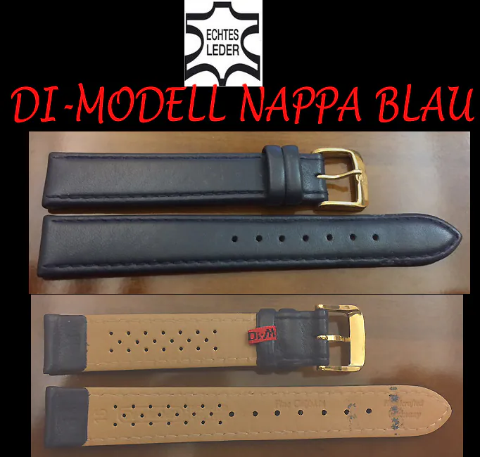 16 mm DI-MODELL Echt Leder Uhrenarmband Nappa dunkelblau sehr gute Qualität – neu – Uhren & Schmuck