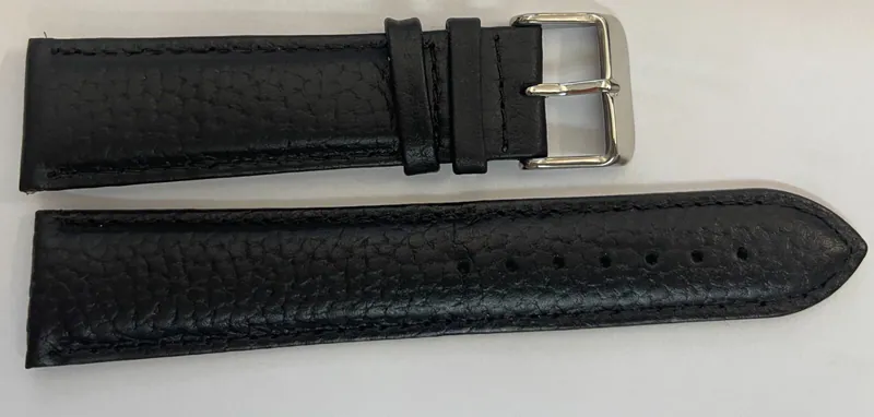 22mm echt Leder Uhrenarmband Schwarz Dornschließe Edelstahl – neu – Uhren & Schmuck – Foto 1 von 2