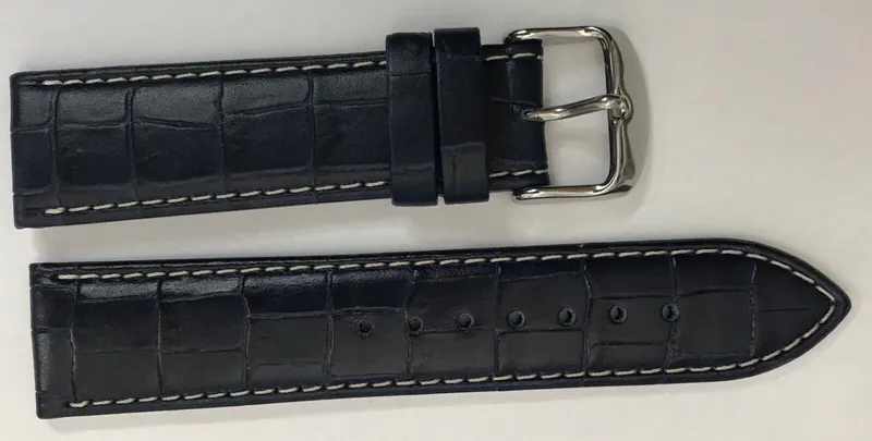 22 mm Feines Kalbsleder Uhrenarmband Dunkelblau Kroko-Prägung Handmade germany – neu – Uhren & Schmuck – Foto 1 von 2