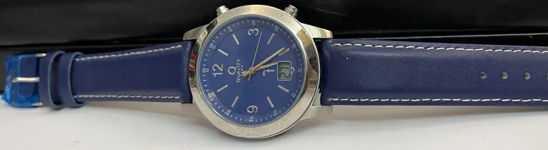 Funk Herrenuhr Quality Time 41mm Lederband Königsblau QGS-1007-31LA – neu – Uhren & Schmuck – Foto 1 von 4