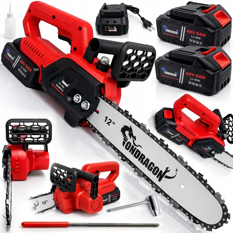 Akku Kettensäge 12 Zoll 48V 2x Akku Brushless Motorsäge Elektro Kettensäge – neu – Sonstiges – überwiegend weiß – Foto 1…