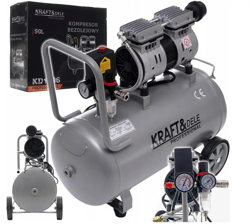Ölfreier Kompressor 50L 1500W 8 Bar Leise Druckluftkompressor Doppelkolben – neu – Sonstiges – überwiegend weiß – Foto 1…