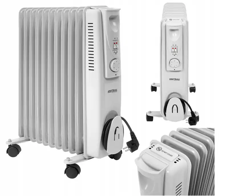 Ölradiator Ölheizkörper Elektroheizung 2500W 3 Stufen Thermostat Rollen Mobil – neu – Sonstiges – überwiegend weiß – Foto 1…