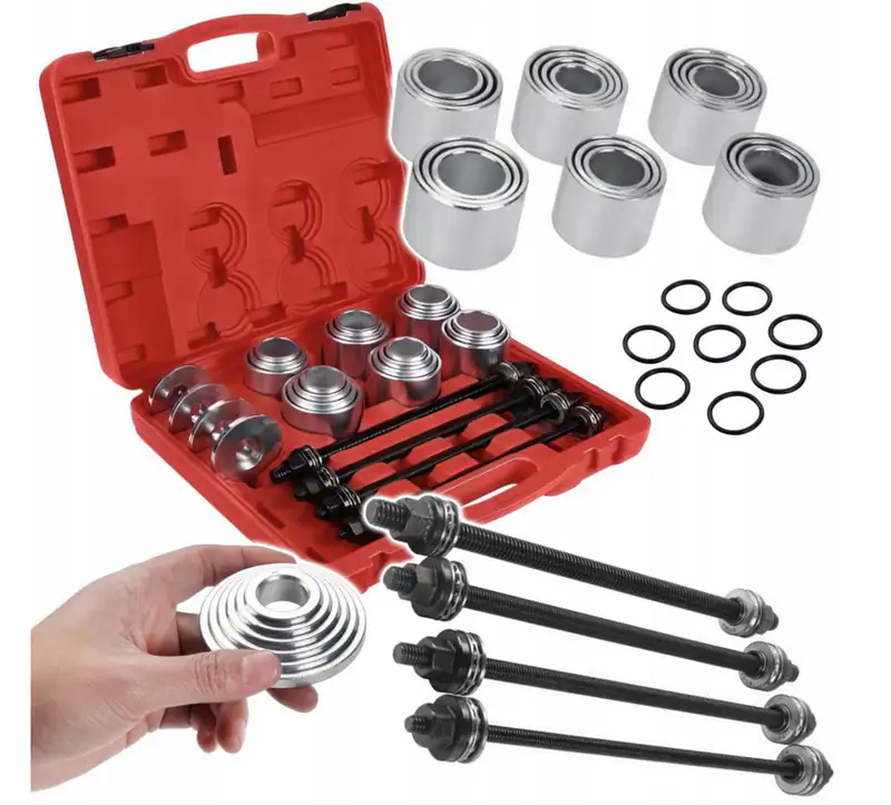 Buchsenwerkzeug Ausdrücker Einpresswerkzeug Silentblock Satz 34–82 mm 28tlg – neu – Sonstiges – überwiegend weiß – Foto 1…