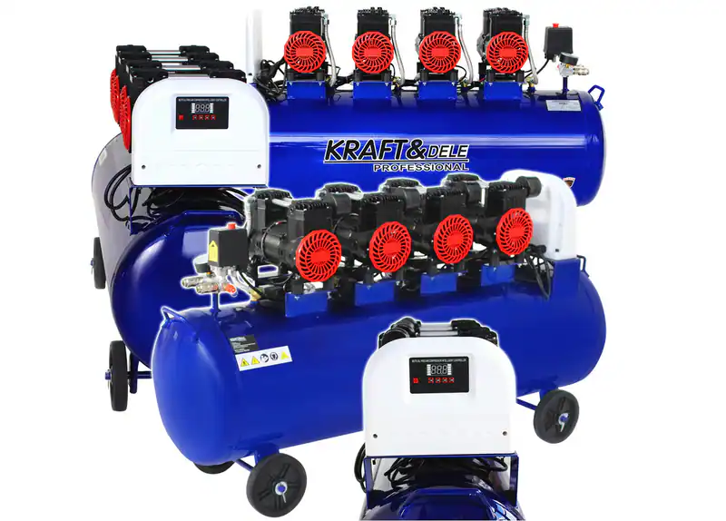 Ölfreier Kompressor 120L 4 Zylinder 7kW 230V 8bar 910L/min Druckluftkompressor – neu – Sonstiges – überwiegend weiß – Foto…