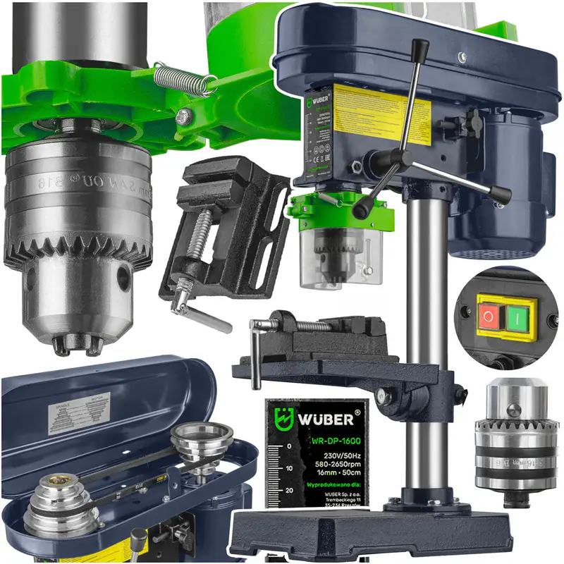 WUBER Ständerbohrmaschine Säulenbohrmaschine 1600W Stark + Schraubstock – neu – Sonstiges – überwiegend weiß – Foto 1 von 5
