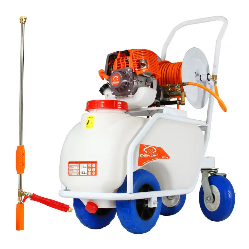Benzin Drucksprüher 50L 4-Takt Hochdruck Sprayer 30m Schlauchwagen Gartenspritze – neu – Sonstiges – überwiegend weiß…