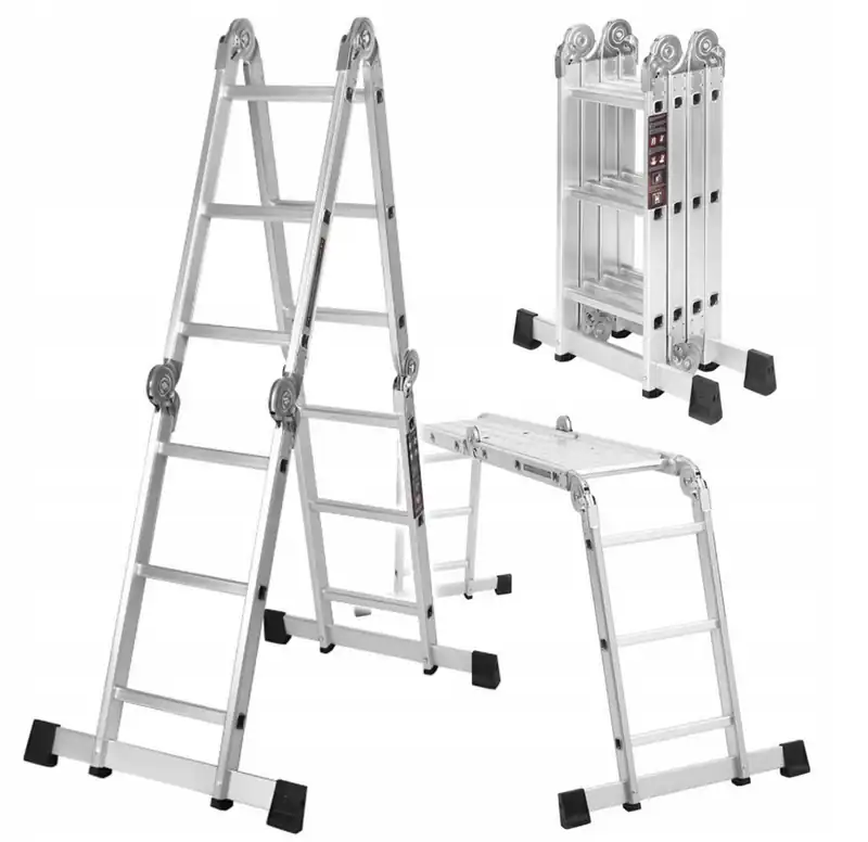 Mehrzweckleiter 4x3 Klappleiter Gelenkleiter Ausziehbar Aluleiter mit Plattform – neu – Sonstiges – überwiegend weiß – Foto…