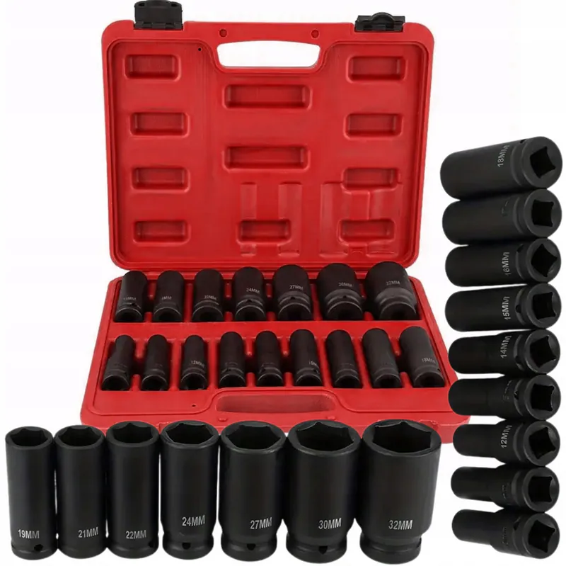 Schlagschrauber Nüsse Set 1/2″ 10-32 mm 15tlg Lang Impact Stecknüsse CrMo Stahl – neu – Autos – überwiegend weiß – Foto 1…