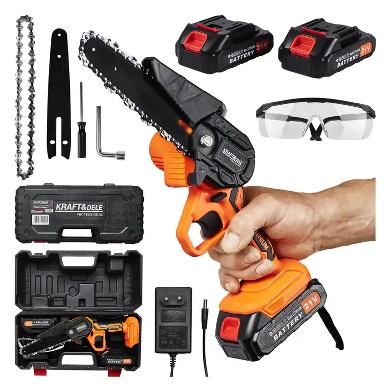 Akku Kettensäge 21V Mini Kettensäge 6 Zoll 2x Akku Gartensäge Holz – neu – Sonstiges – überwiegend weiß – Foto 1 von 4