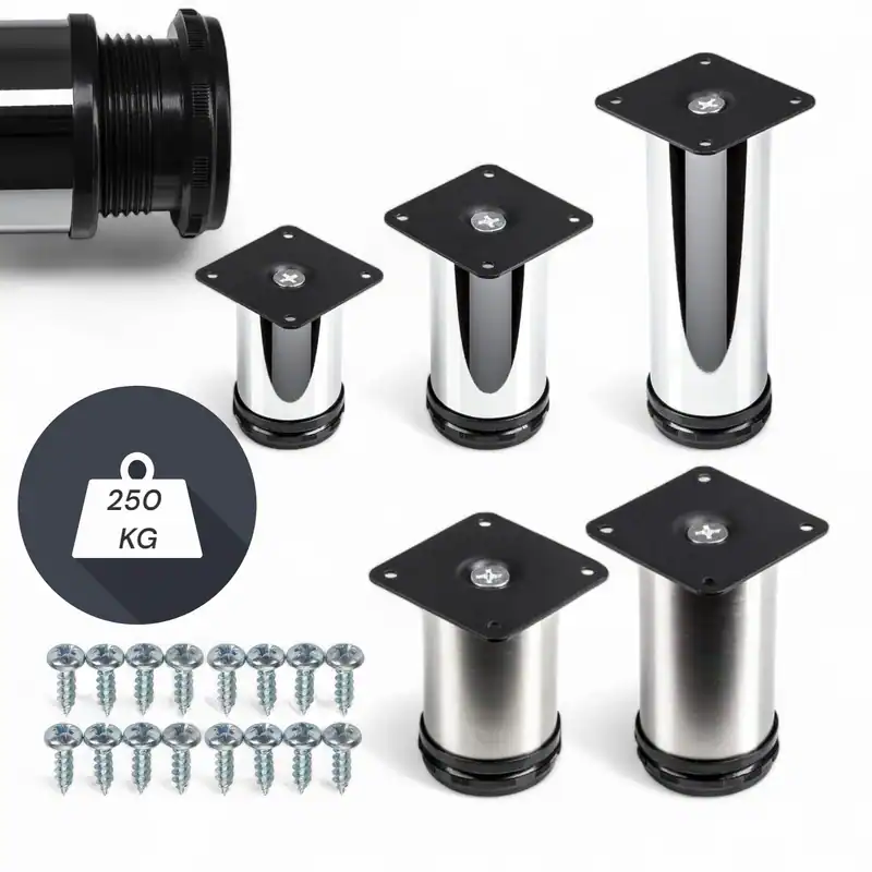 4 x Möbelfüße verstellbar EDELSTAHL Ø50mm Sofafuß Küchenfuß Sockelfüße Bettfüße – neu – Sonstiges – überwiegend weiß – Foto…