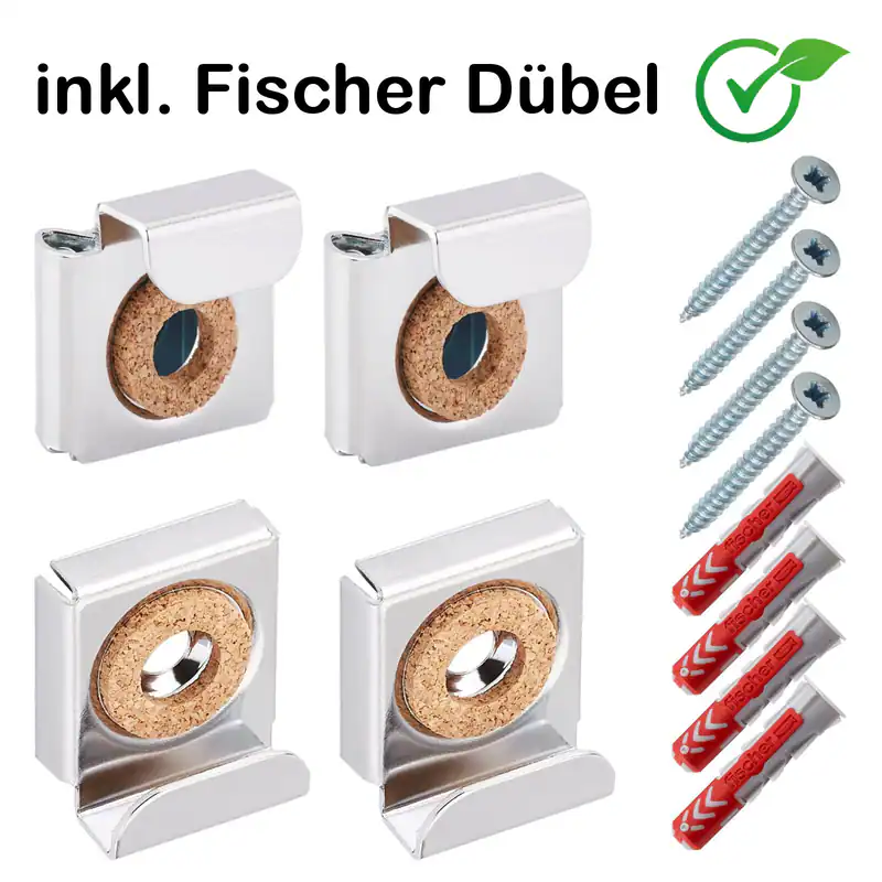 Spiegelhalterung Spiegelklemme Set Chrom bis 15 kg / Für 6 mm Stärken / SOTECH – neu – Möbel – überwiegend weiß – Foto 1…