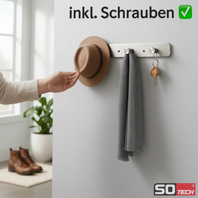 Hakenleiste Edelstahl Garderobenhaken 3-fach Wandhaken Kleiderhaken Jacke Hut – neu – Möbel – überwiegend silber – Foto 1…
