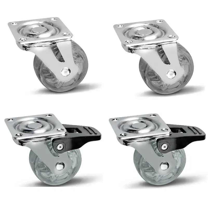 4er Set Möbelrollen Shift Ø 50 mm Transparent 2 x ohne Bremse 2 mit Bremse – neu – Sonstiges – überwiegend weiß – Foto 1…