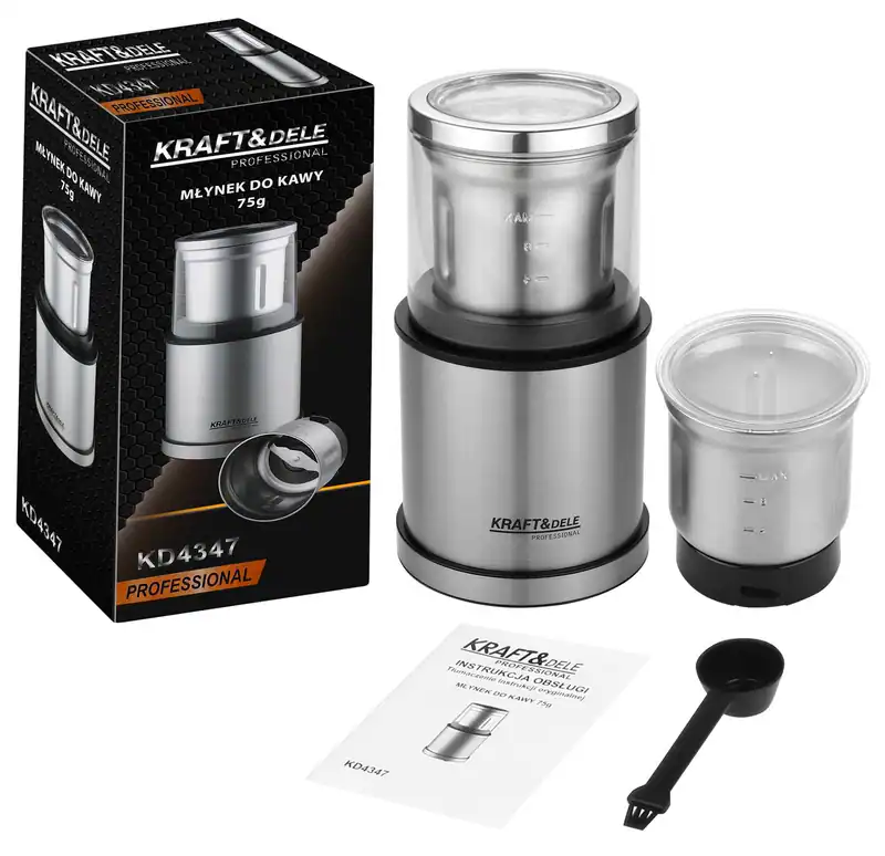 Elektrische Kaffeemühle 300W 75g Gewürzmühle Edelstahl 2 Behälter mit Bürste – neu – Sonstiges – überwiegend weiß – Foto 1…