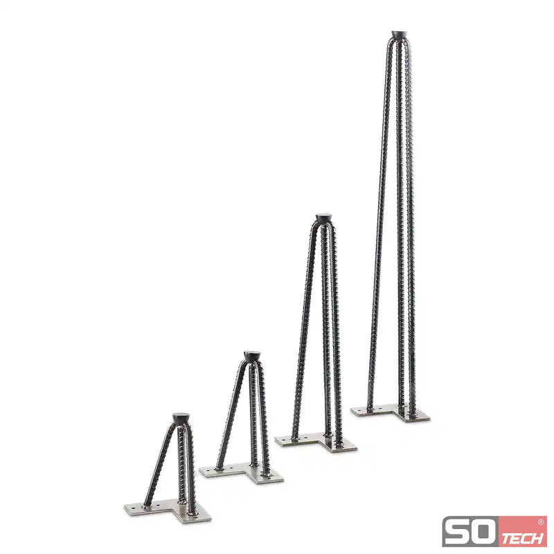 Tischbein Haarnadel Stahl, 200/406/710 mm glatt, schwarz lackiert (VE4) B-Ware – neu – Möbel – Foto 1 von 5
