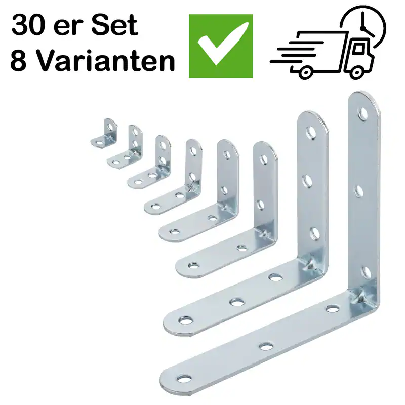 Möbelverbinder Eckwinkel abgerundet mit Sicke 30er Set Stahl verzinkt von SOTECH – neu – überwiegend weiß – Foto 1 von 3