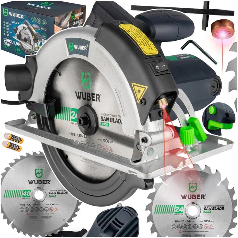 wuber Kreissäge Handkreissäge 2400W, Ø 185 mm, Laserführung, Parallelanschlag – neu – Sonstiges – überwiegend weiß – Foto 1…