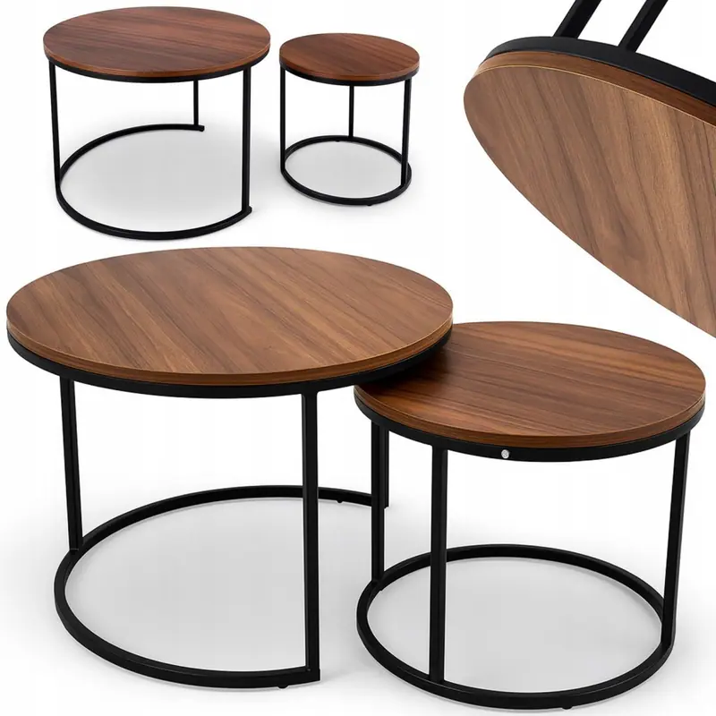 2er Set Couchtisch Rund Nesting Beistelltisch Wohnzimmertisch 70/50cm – neu – Möbel – überwiegend weiß – Foto 1 von 5