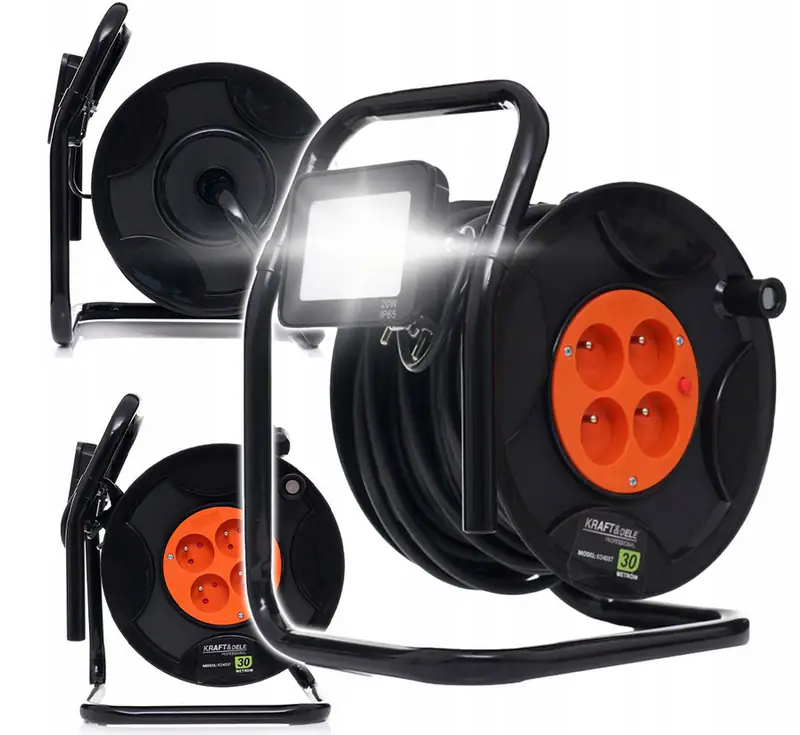 kabeltrommel Verlängerungskabel 30m + LED-Lampe 20W 4x Steckdose GARTEN BAU IP65 – neu – Sonstiges – überwiegend weiß…