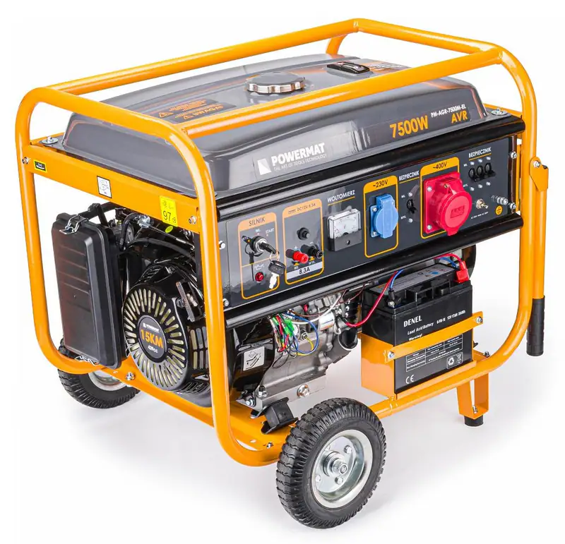 Stromaggregat 7,5 kW 230 / 400 V AVR Benzinmotor 15 PS Notstromgerät Baustelle – neu – Sonstiges – überwiegend weiß – Foto…