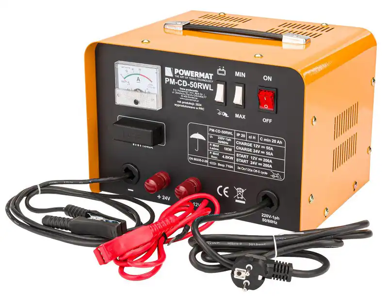 BATTERIELADEGERÄT powermat GLEICHRICHTER STARTHILFE 12/24V 50A/200A PM-CD-50RWL – neu – Autos – überwiegend weiß – Foto 1…