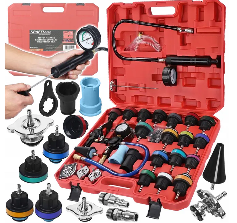 Dichtheitsprüf-Set Kühlanlage 28 teilig Drucktester 0-35 PSI Kühlsystem Auto – neu – Autos – überwiegend weiß – Foto 1 von 5