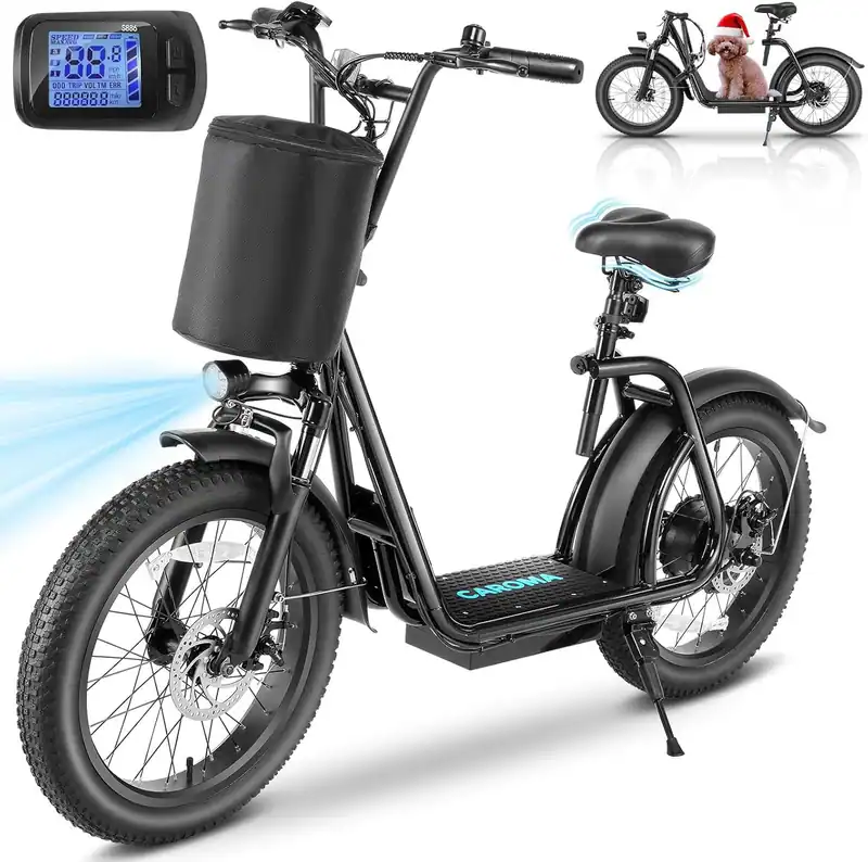 819W Aldul Electric Scooter 20" Fat with Seat and Basket Electric Moped Commuter – neu – Sonstiges – überwiegend weiß…