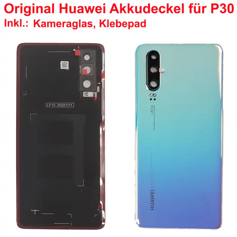 Original Huawei Backcover für Huawei P30 Akkudeckel inkl. Kameraglas blue – neu – Handys & Telefone – überwiegend weiß