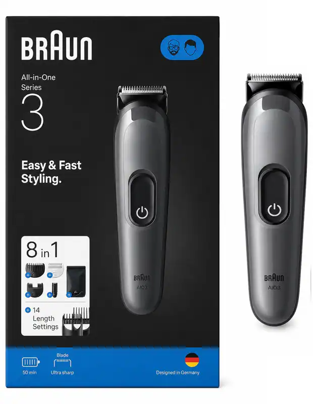 BRAUN Series 3 Haarschneider Barttrimmer All-In-One Style 8 in 1 Kit Kabellos – neu – Handys & Telefone – Foto 1 von 2