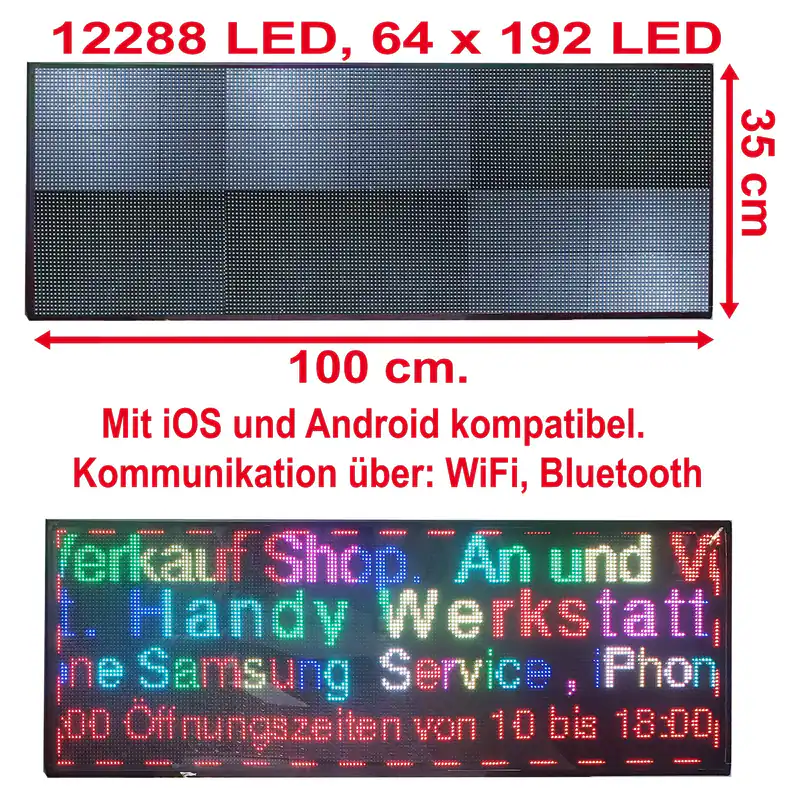 LED WIFI Laufschrift Schild 100x35 cm RGB Lauftext programmierbar App Steuerung – neu – Handys & Telefone – überwiegend…
