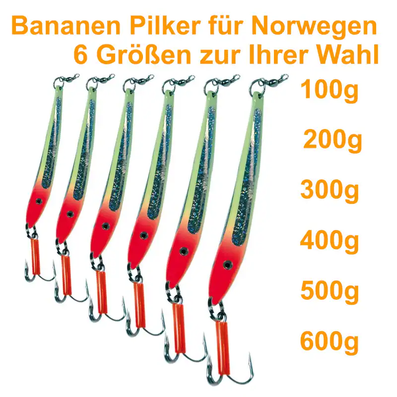 Bananen Pilker für Norwegen Heilbutt Dorsch 100 - 600g Leuchtpilker Meerespilker – neu – Handys & Telefone – überwiegend…