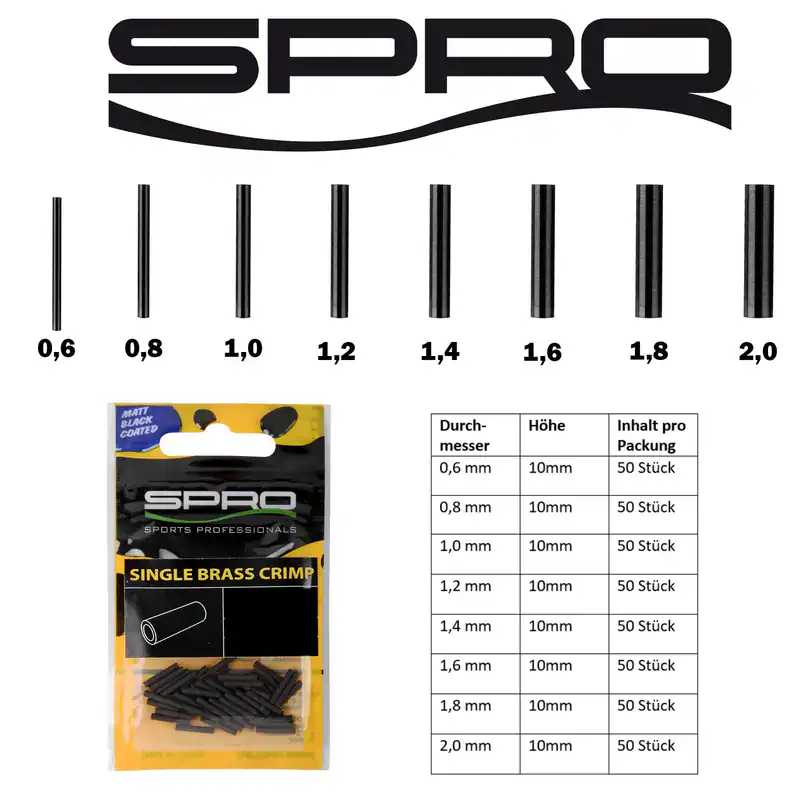 Spro Matt Black Single Brass Crimp | 50 Stk. Klemmhülsen matte Quetschhülsen – neu – Sonstiges – überwiegend weiß – Foto 1…