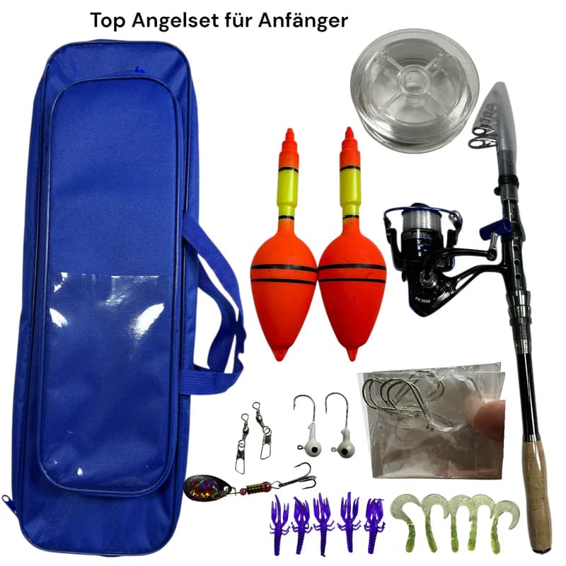 Angelset Komplett 2,40m Teleskoprute Rute mit Rolle + Tasche – 29tlg Set – neu – Sonstiges – überwiegend weiß – Foto 1 von 3
