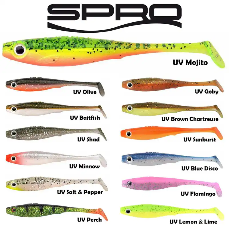 Spro Iris Popeye | UV Shad 8, 10, 12 - 14cm Gummifisch Barsch Zander Hecht Köder – neu – Sonstiges – überwiegend weiß…