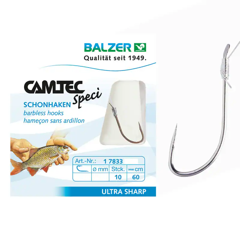Balzer Camtec Speci gebunden Haken | Schonhaken silber 60cm | Vorfach 10 Stk. – neu – Sonstiges