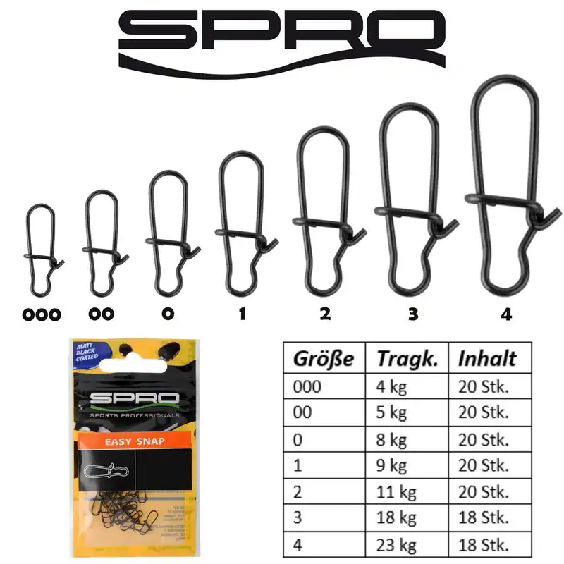 Spro Matte Black Easy Snap | matt schwarz Duo Lock Karabiner mb snaps Einhänger – neu – Sonstiges – Foto 1 von 3