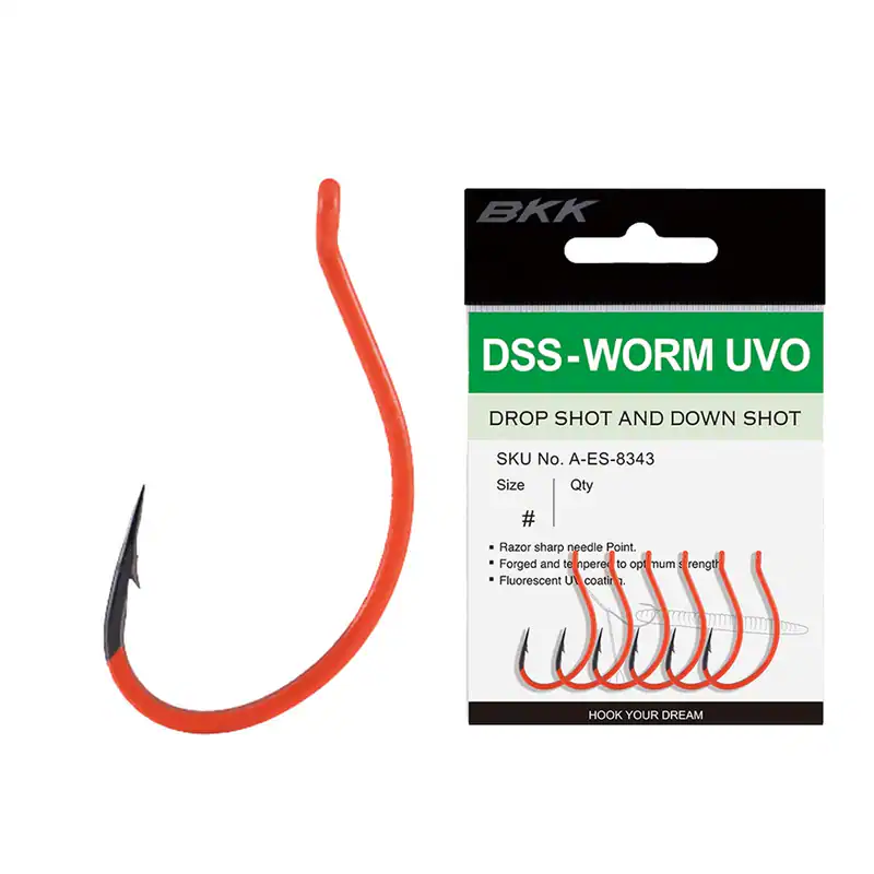 BKK DSS-Worm UVO | UV aktive Drop Shot Split Shot Haken Angelhaken #2 bis 2/0 – neu – Sonstiges – überwiegend weiß – Foto 1…