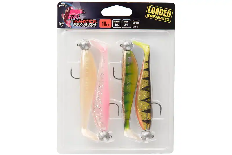 Fox Rage Ultra UV Zander Pro Shad Loaded Lure Pack Mix 1 Gummifische bebleit Set – neu – Sonstiges – überwiegend weiß