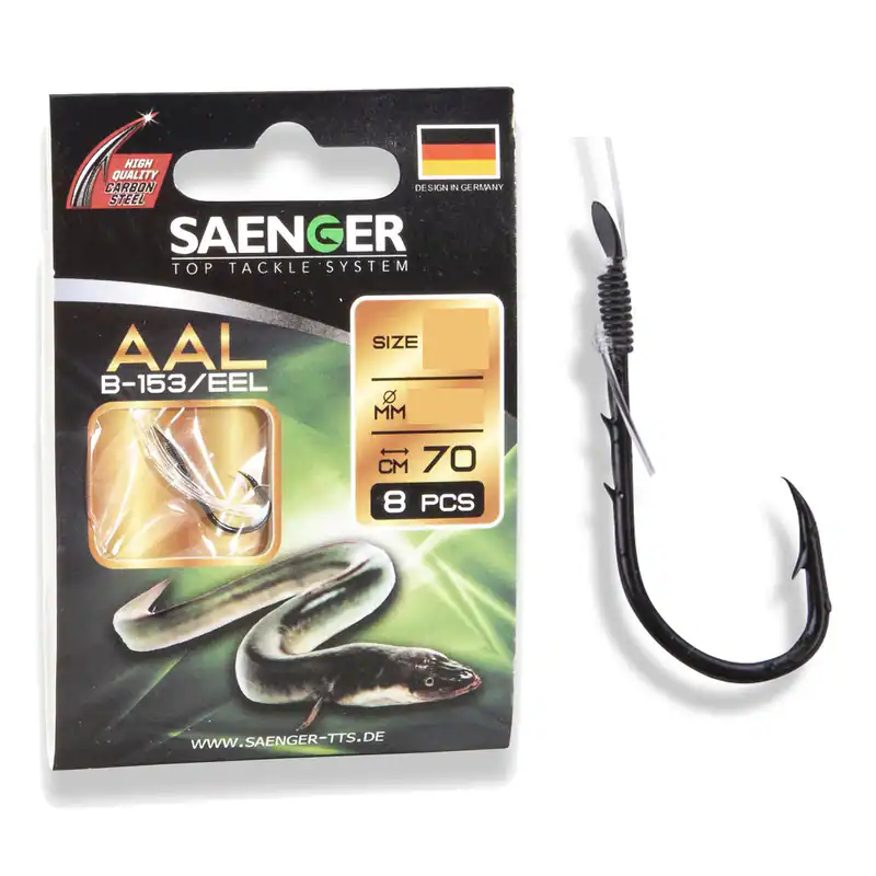 Saenger Aal B-153 Vorfachhaken 70cm gebundene Zielfisch Haken mit Vorfach Eel – neu – Sonstiges – überwiegend weiß
