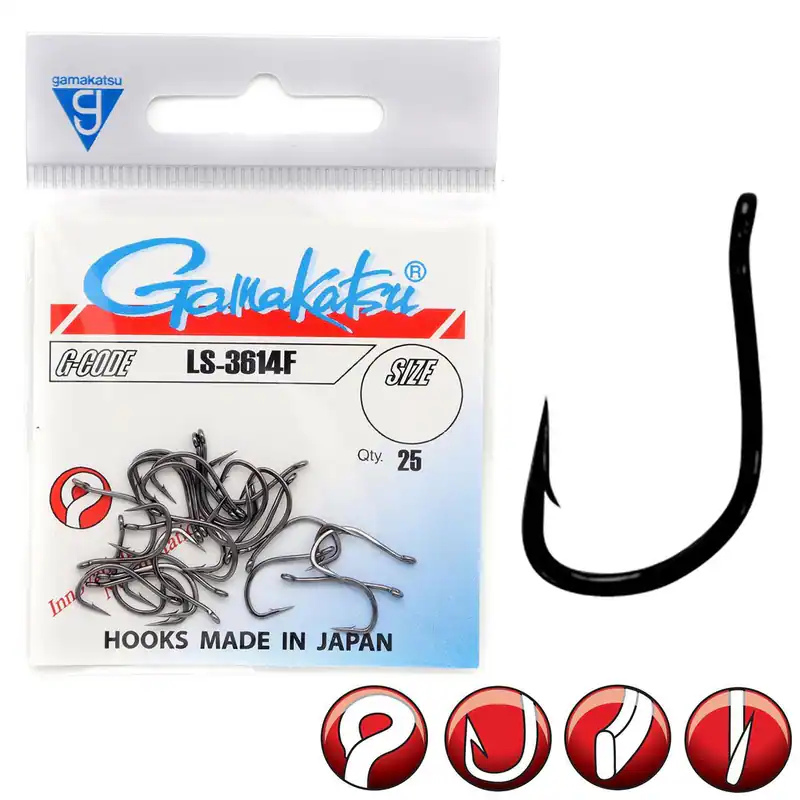 Gamakatsu LS-3614F Hooks Bronze | Haken Allround Einzel Angelhaken #4 bis #12