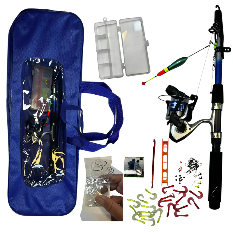 Angelset komplett 165 cm Rute mit XT2000 Rolle Köder Haken Schwimmer Zubehör